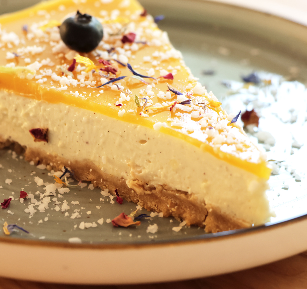 Cheescake Ein Stück hausgemachter Cheescake