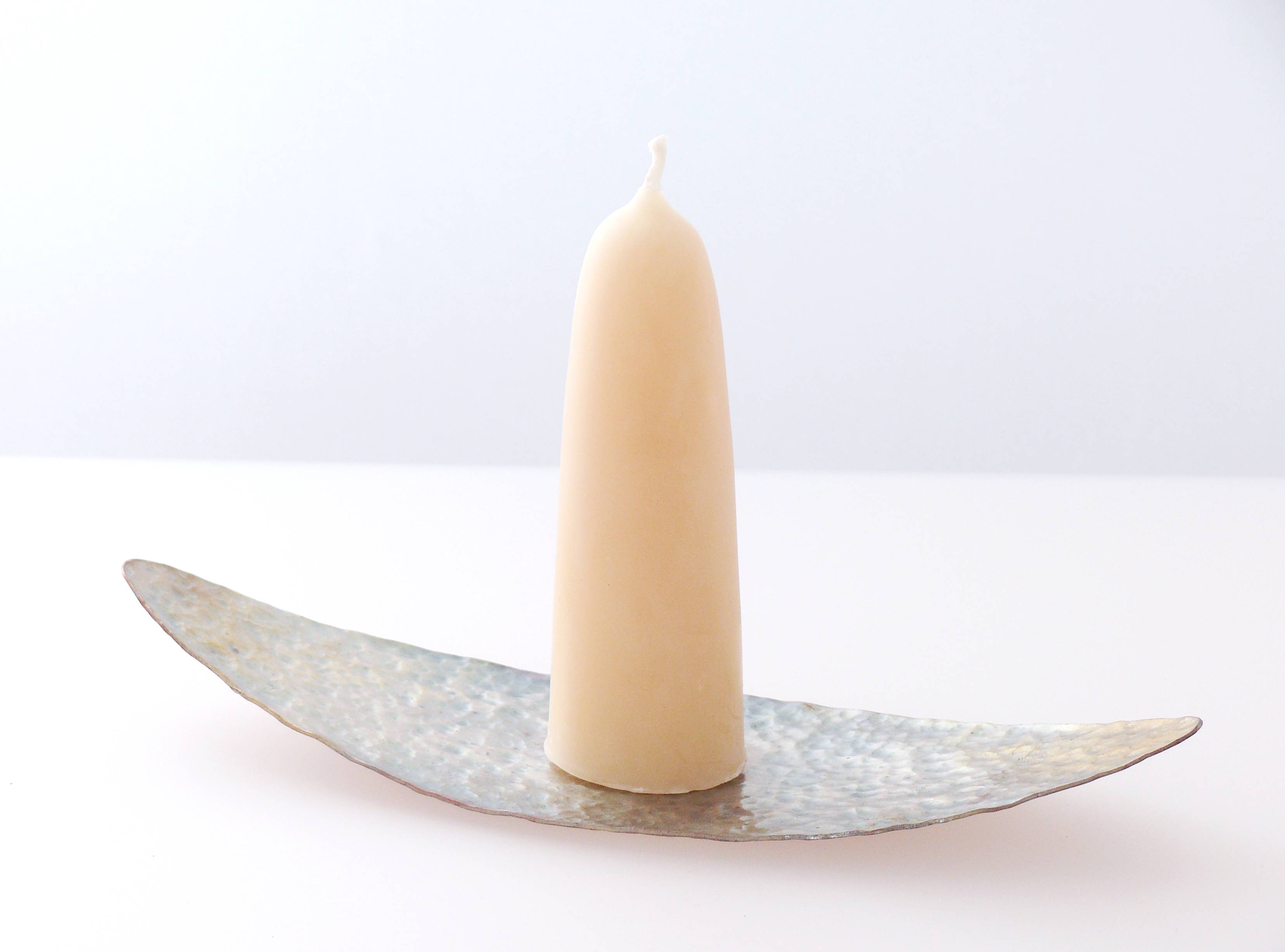 Kerzenhalter_kupfer_kerze Kerzenhalter Kupfer mit Kerze 4,6 x 14 cm