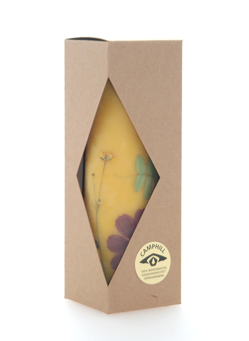 Blütenkerze in Geschenkverpackung