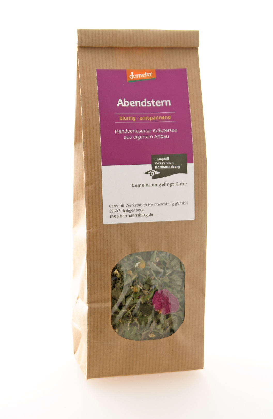 Eine Tüte Kräutertee Mischung Abendstern